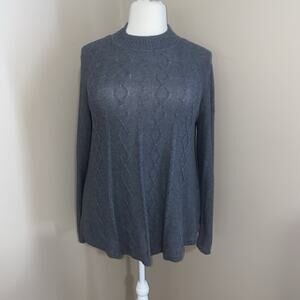 Kim Rogers Curvy Gray Mock Neck Argyle Textured Long Sleeve Sweater Plus Size 1X